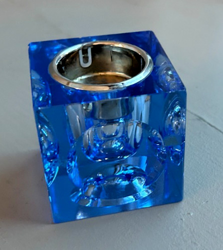 Vintage blue murano glass cube - blue,