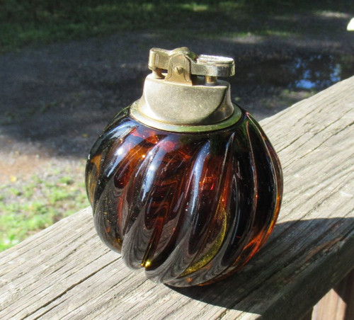 Vtg amber art - glass, swirl